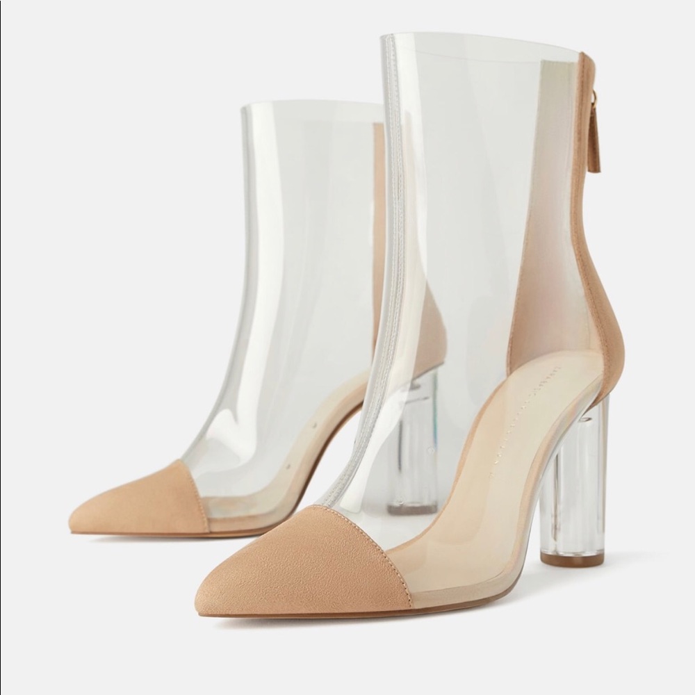 ZARA HEELED VINYL ANKLE BOOTS